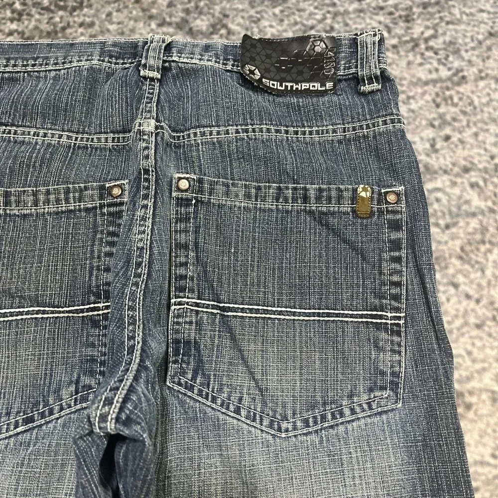 Vintage Southpole Jeans Mens 32x33 Blue Baggy Wide Leg Grunge Skater Y2K 2000s